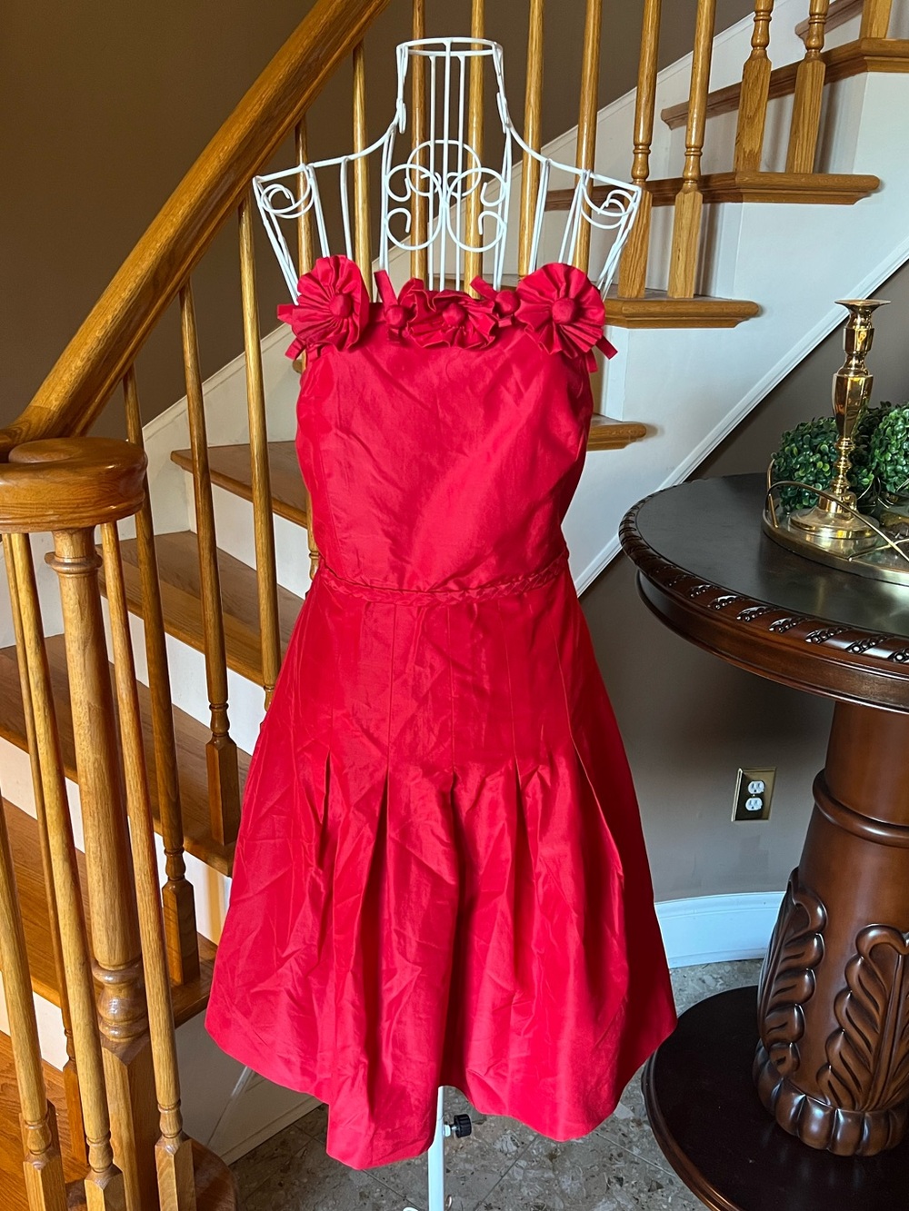 Lilly Pulitzer Vtg Silk Blend Red Strapless Cocktail Dress Holiday Floral Sz 10